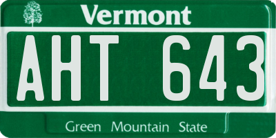VT license plate AHT643