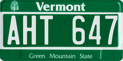 VT license plate AHT647