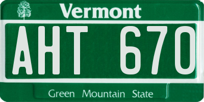 VT license plate AHT670