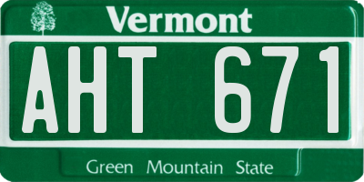 VT license plate AHT671