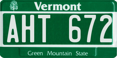VT license plate AHT672