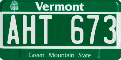VT license plate AHT673