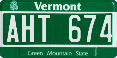 VT license plate AHT674