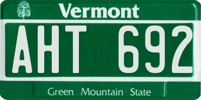 VT license plate AHT692