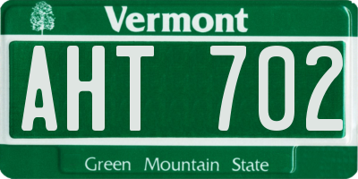 VT license plate AHT702