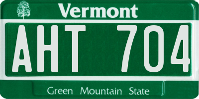 VT license plate AHT704