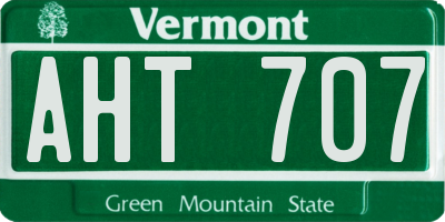 VT license plate AHT707