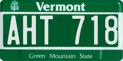 VT license plate AHT718