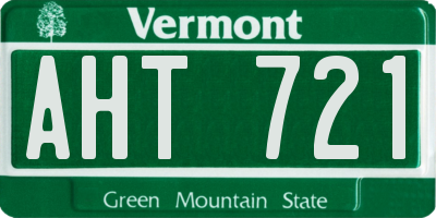 VT license plate AHT721