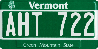 VT license plate AHT722