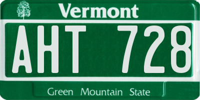 VT license plate AHT728