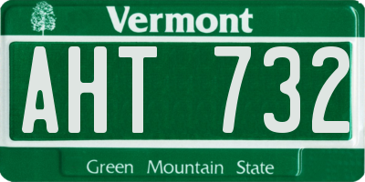 VT license plate AHT732