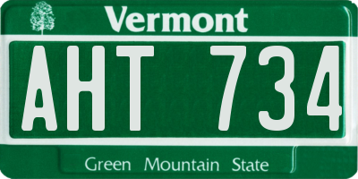 VT license plate AHT734