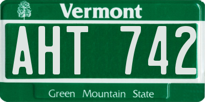 VT license plate AHT742