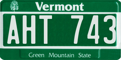 VT license plate AHT743