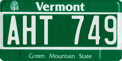 VT license plate AHT749