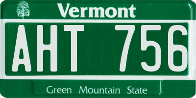 VT license plate AHT756