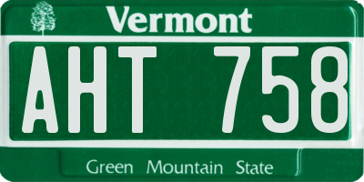 VT license plate AHT758