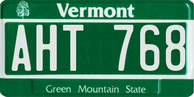 VT license plate AHT768