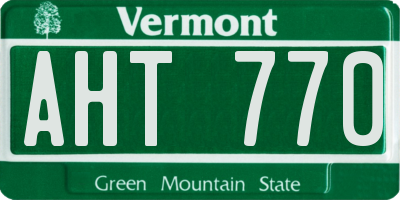 VT license plate AHT770