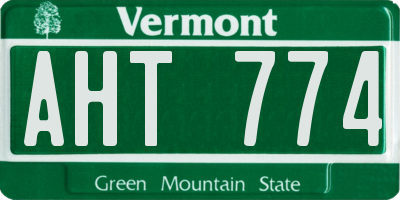 VT license plate AHT774