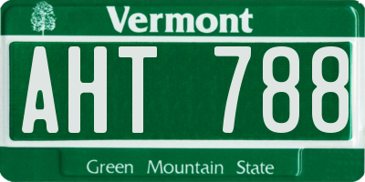 VT license plate AHT788