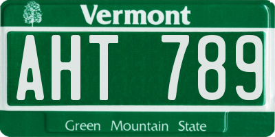 VT license plate AHT789