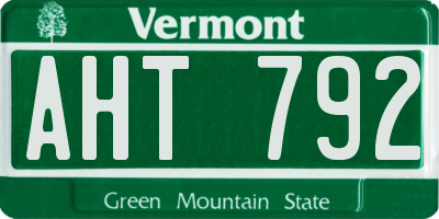 VT license plate AHT792