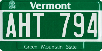 VT license plate AHT794