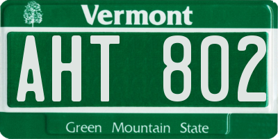 VT license plate AHT802