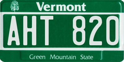 VT license plate AHT820