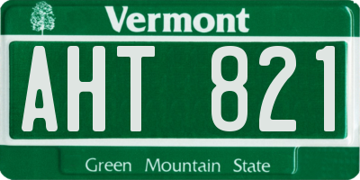 VT license plate AHT821