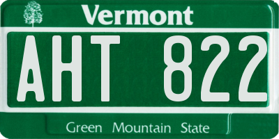 VT license plate AHT822