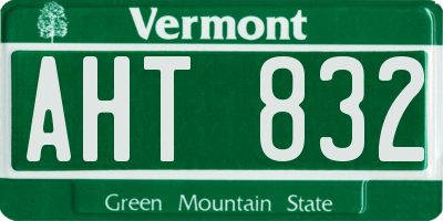 VT license plate AHT832