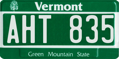 VT license plate AHT835