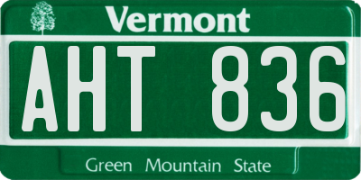 VT license plate AHT836