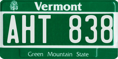 VT license plate AHT838