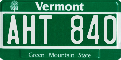 VT license plate AHT840