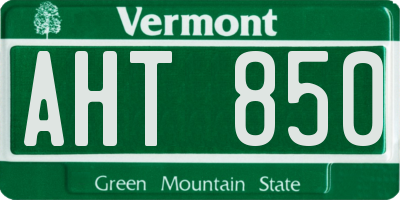 VT license plate AHT850