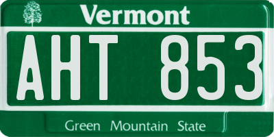 VT license plate AHT853