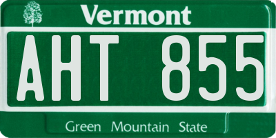 VT license plate AHT855