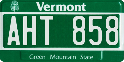 VT license plate AHT858