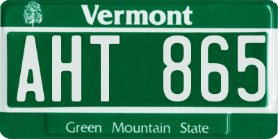 VT license plate AHT865