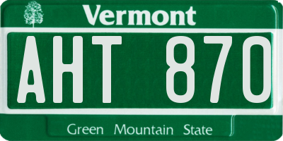 VT license plate AHT870