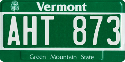 VT license plate AHT873