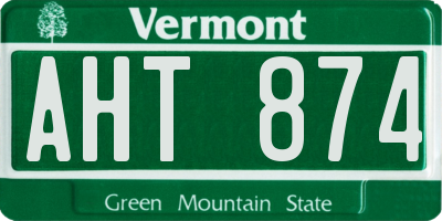VT license plate AHT874