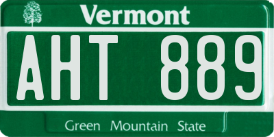 VT license plate AHT889