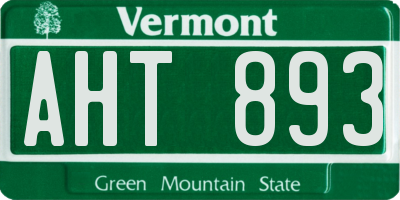 VT license plate AHT893
