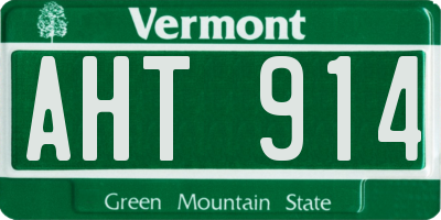 VT license plate AHT914