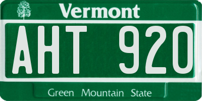 VT license plate AHT920